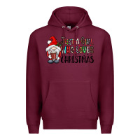 Burgundy just a girk who loves christmas Premium Hoodie - CowhideDigitalArt