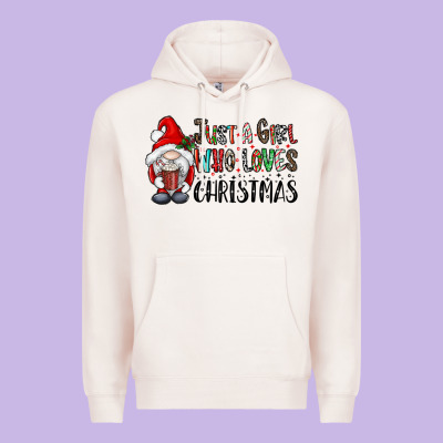 Just A Girk Who Loves Christmas Premium Hoodie Designed By Cowhidedigitalart