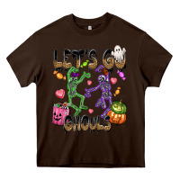 Chocolate Brown Let's go ghouls Heavy Core Tee - NancyCooperArtShop