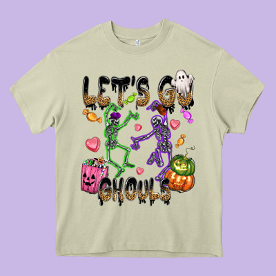 Let's Go Ghouls Heavy Core Tee Designed By Nancycooperartshop