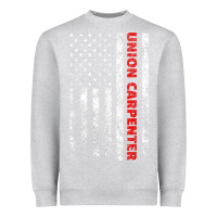 Heather Grey Union Carpenter With A Vintage American Flag For Fans Heavyweight Sweatshirt - ArtMosaic