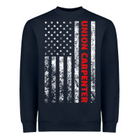 Navy Union Carpenter With A Vintage American Flag For Fans Heavyweight Sweatshirt - ArtMosaic
