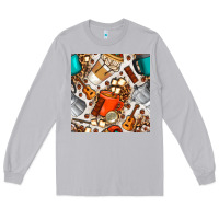 Moon Dust camping coffee cups marshmallow and moka pot with leopard seamless pat Long Sleeve Tee - BundleAndBundleShop
