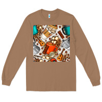 Toasted Coconut camping coffee cups marshmallow and moka pot with leopard seamless pat Long Sleeve Tee - BundleAndBundleShop