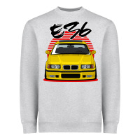 Heather Grey Yellow E36 Heavyweight Sweatshirt - ArtMosaic