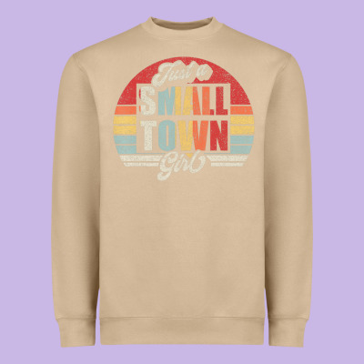 Limited Edition Retro Vintage Just A Small Town Girl Heavyweight Sweatshirt Designed By Artmosaic