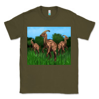 Army Green parasaurolophus Classic Tee - Artiststas