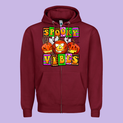 Spooky Vibes Zipper Hoodie Designed By Adodesignshop