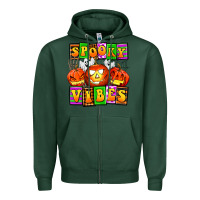 Sports Green spooky vibes Zipper Hoodie - AdoDesignShop