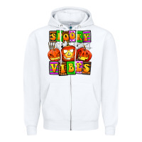 White spooky vibes Zipper Hoodie - AdoDesignShop
