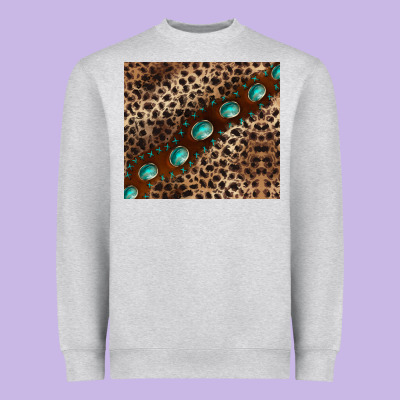Leopard Gemstone Leather Heavyweight Sweatshirt Designed By Barkaloodesign