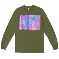 Army Green Pink Easter Brushstrokes Long Sleeve Tee - BundleAndBundleShop