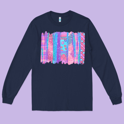 Pink Easter Brushstrokes Long Sleeve Tee Designed By Bundleandbundleshop