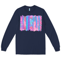 Navy Pink Easter Brushstrokes Long Sleeve Tee - BundleAndBundleShop