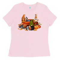 Bubblegum Pink fall gnome truck Ladies Tee - CowGirlArtShop