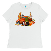 White fall gnome truck Ladies Tee - CowGirlArtShop