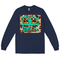 Navy libra turquoise cowhide Long Sleeve Tee - RanaPortraitStore