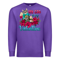 Purple my cat is my valentine Premium Sweatshirt - AdoDesignShop