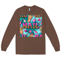 Chestnut nail art hands and polish with turquoise leopard and glitter seamless  Long Sleeve Tee - BundleAndBundleShop
