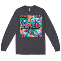 Smoke nail art hands and polish with turquoise leopard and glitter seamless  Long Sleeve Tee - BundleAndBundleShop