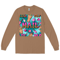 Toasted Coconut nail art hands and polish with turquoise leopard and glitter seamless  Long Sleeve Tee - BundleAndBundleShop