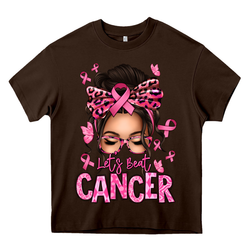 Lets Beat Cancer Afro Messy Bun Heavy Core Tee by texasbilliewilder | Teevron