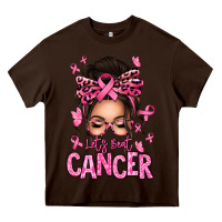 Chocolate Brown lets beat cancer afro messy bun Heavy Core Tee - texasbilliewilder