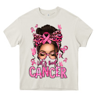 Cream lets beat cancer afro messy bun Heavy Core Tee - texasbilliewilder