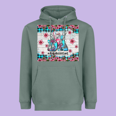 Da Dental Assistant Dentist Element With Flowers Heavyweight Hoodie Designed By Adodesignshop