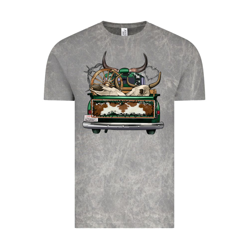 Cowhide And Hunter Truck Olivia Vintage Tee by OliviaCreatesArt | Teevron