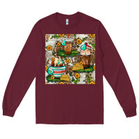 Burgundy cow coffee cups and farm with leopard seamless pattern bbs Long Sleeve Tee - BundleAndBundleShop
