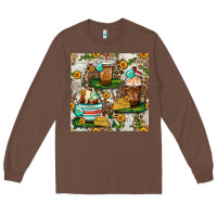 Chestnut cow coffee cups and farm with leopard seamless pattern bbs Long Sleeve Tee - BundleAndBundleShop