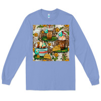 Colony Blue cow coffee cups and farm with leopard seamless pattern bbs Long Sleeve Tee - BundleAndBundleShop
