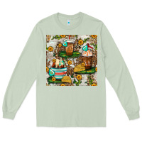 Matcha cow coffee cups and farm with leopard seamless pattern bbs Long Sleeve Tee - BundleAndBundleShop