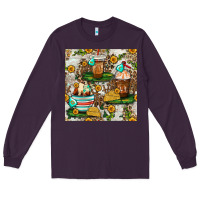 Plum cow coffee cups and farm with leopard seamless pattern bbs Long Sleeve Tee - BundleAndBundleShop