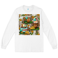 White cow coffee cups and farm with leopard seamless pattern bbs Long Sleeve Tee - BundleAndBundleShop