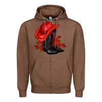 Chestnut valentines day cowboy boots red  and roses Zipper Hoodie - AdoDesignShop