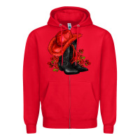 Red valentines day cowboy boots red  and roses Zipper Hoodie - AdoDesignShop