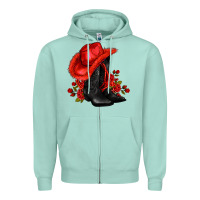 Seafoam valentines day cowboy boots red  and roses Zipper Hoodie - AdoDesignShop