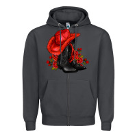 Smoke valentines day cowboy boots red  and roses Zipper Hoodie - AdoDesignShop