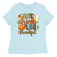 Baby Blue eat drink and be thankful Ladies Tee - CowGirlArtShop