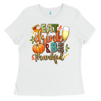 White eat drink and be thankful Ladies Tee - CowGirlArtShop