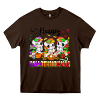 Chocolate Brown happy hallothanksmas unicorns Heavy Core Tee - texasbilliewilder