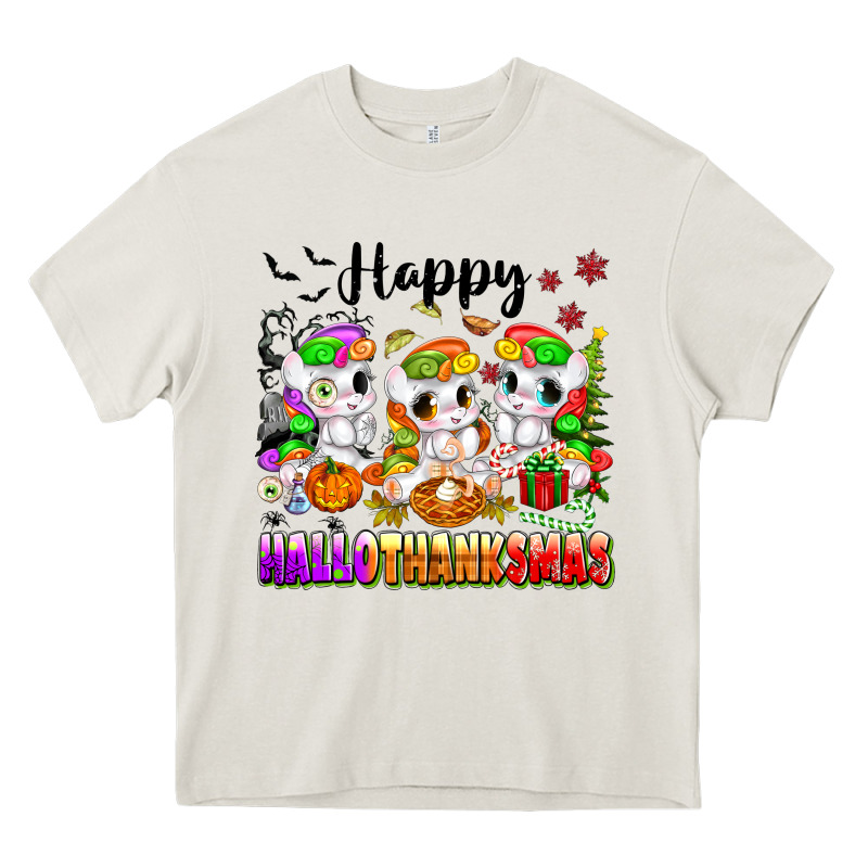 Happy Hallothanksmas Unicorns Heavy Core Tee by texasbilliewilder | Teevron