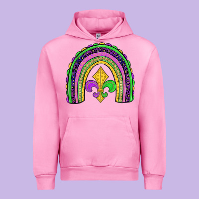 Mardi Gras Fleur De Lis Rainbow Urban Hoodie Designed By Jahusdesignshop