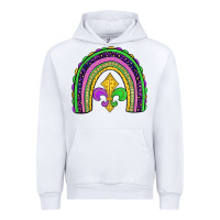 White mardi gras fleur de lis rainbow Urban Hoodie - JahusDesignShop