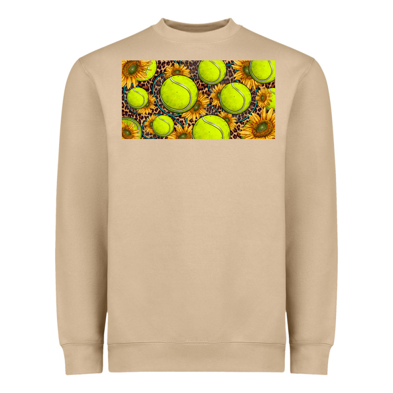 Tennis Ball With Sunflower And Racket  Licence Plato Heavyweight Sweatshirt by BarkalooDesign | Teevron