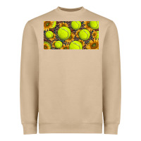 Mushroom tennis ball with sunflower and racket  licence plato Heavyweight Sweatshirt - BarkalooDesign