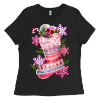 Pink Christmas Socks Ladies Tee | Teevron