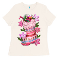 Bone pink christmas socks Ladies Tee - CowGirlArtShop
